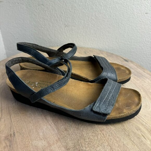 Naot Womens Size 41 10 Blue Leather Sandals with adjustable Straps & Rubber Sole - Picture 1 of 10